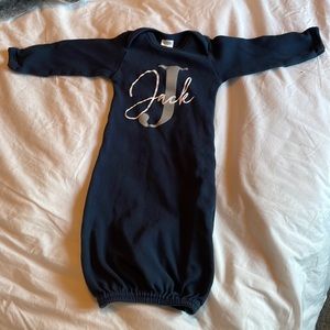 Monogrammed “Jack” newborn gown